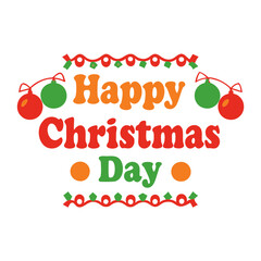 Vector silhouette of a Happy Christmas Day typography design with Christmas vector elements isolated on a transparent background