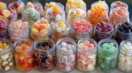 Delicious Variety of Gourmet Candies in Jars - Bulk Candy Shop