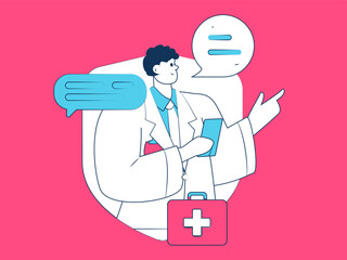 Medical characters fighting the epidemic flat vector concept operation hand drawn illustration
