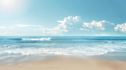 Fototapeta premium Minimalist beach landscape with empty area for your personalized message