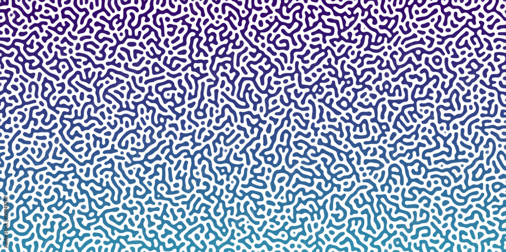 Poster abstract reaction-diffusion turing pattern natural texture blue gradient color scheme. linear design