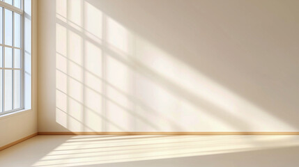 Fototapeta premium Peach pastel luxury studio gradient wall and floor background in empty room with bright light