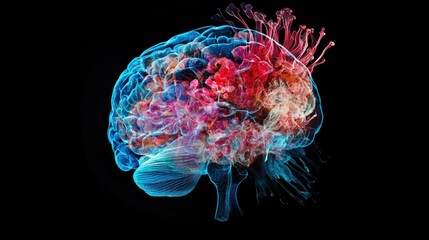 An artistic representation of a brain with vibrant colors, symbolizing thought and creativity.