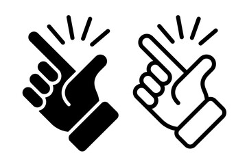 Obraz premium Like easy vector icon. Snap finger icons, Flicking fingers. Popular gesturing symbol. Pointer cursor сomputer mouse icon. Clicking cursor, pointing hand clicks icons. Click cursor vector Illustration.