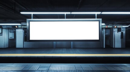 Blank Billboard Ad in a Subway Station