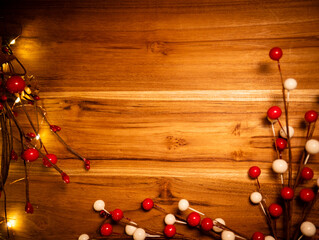 Christmas wooden backdrop with holiday accent
