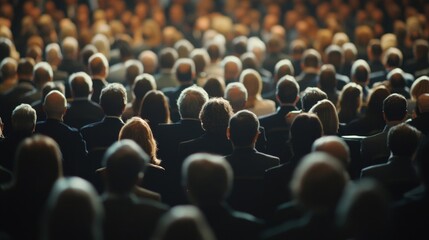 Rear View of a Large Audience in an Auditorium