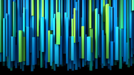 Obraz premium Abstract Vertical Bars in Blue and Green Against Black Background