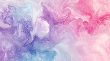 Fototapeta premium Abstract pastel swirls of pink, purple, and blue paint creating a marble effect.