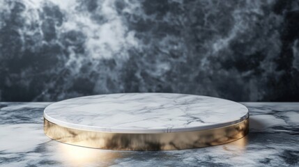 Fototapeta premium Marble and Gold Platform on Marble Background
