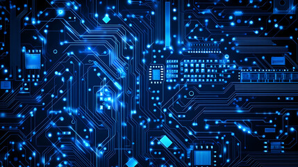 Abstract Blue Circuit Board Technology Background for Digital Design