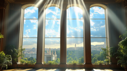 Fototapeta premium Sunlight peeking through the windows