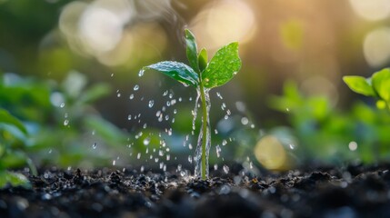 A Tiny Sprout Bathed in Rainwater
