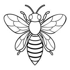 Bee Outline Vector art black color isolated on transparent background