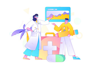 Medical characters fighting the epidemic flat vector concept operation hand drawn illustration
