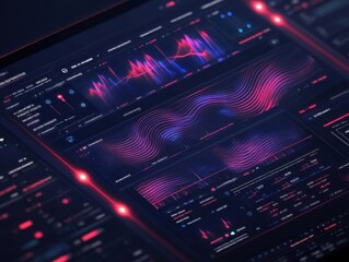 Obraz premium Visualizing Data: Dynamic Waves & Charts in Motion, Futuristic UI Design