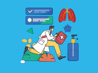 Medical characters fighting the epidemic flat vector concept operation hand drawn illustration
