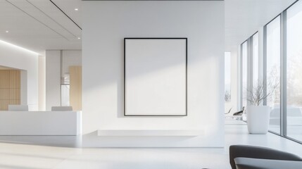 Fototapeta premium Minimalist Interior Design with a Blank Canvas in a Black Frame