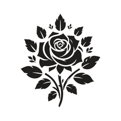 Set of decorative hand drawn roses isolated on white. Flower icon. Vector illustration
