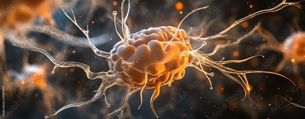 Aufkleber A detailed close-up of a microbe, showcasing intricate structures and vibrant colors, representing the complexity of microorganisms.