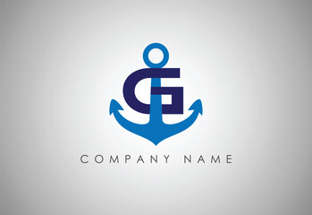 Obraz premium Alphabet G Anchore logo Creative letters unique monogram logo. Connected Real Estate logo icon Design Vector