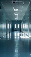 Copy space in a rehabilitation facility for overlaying promotional content.