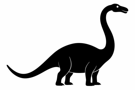 recommend clip art: Diplodocus Black Silhouette, Dinosaur vector art icon on a white background