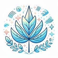 Fototapeta premium millennium vector blue leaves isolated on white background