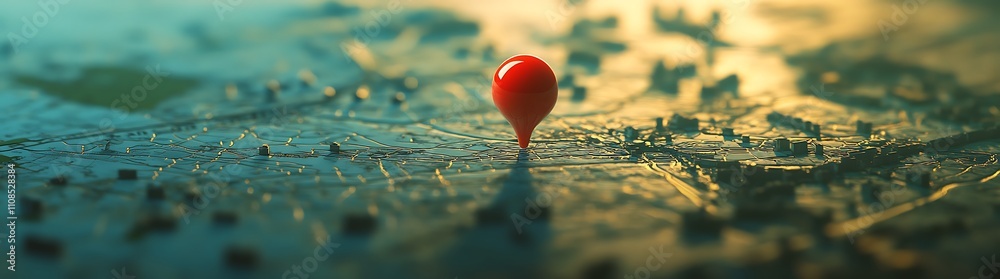 Poster A vibrant map with a prominent red location pin, symbolizing navigation and geographical awareness.