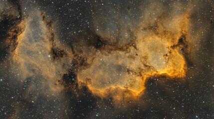 Obraz premium Golden Nebula Swirls Among Distant Stars