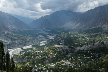 Fototapeta premium View of the Hunza Valley from the Eagle's Nest, Karimabad, Hunza, Gilgit-Baltistan, Pakistan