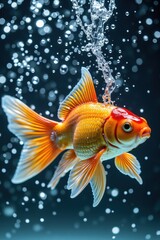 Fototapeta premium Vibrant Goldfish Splashing in Water