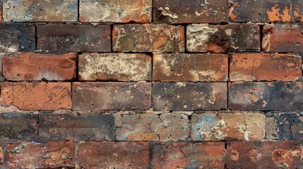 Obraz premium Top-down composition showcasing the weathered appearance and rugged charm of a brick surface