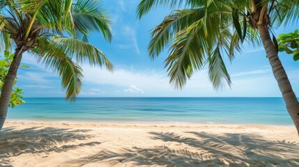 Fototapeta premium Tropical beach scene with space for your holiday greetings or marketing message