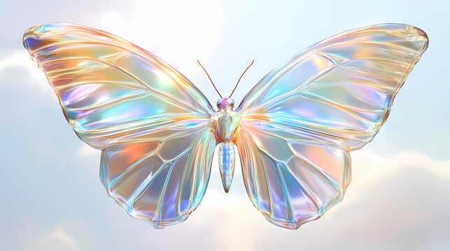 Iridescent butterfly with gossamer glass wings. iridescent butterfly wings. illustration. Gossamer. Illustration