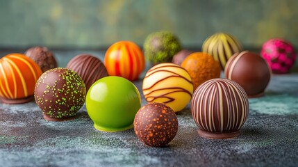 Obraz premium Colorful Chocolate Balls on a Surface