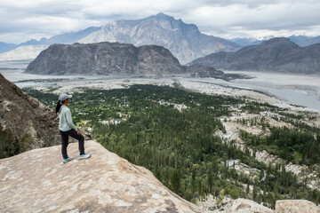 Views of Skardu Valley hiking to Marsur Rock, Hussainabad, Skardu, Baltistan, Pakistan
