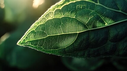 A Close Up View Of A Single Green Leaf