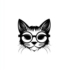 Fototapeta premium Stylish Cat Wearing Round Glasses Design