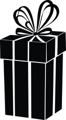 Gift box isolated black on a white background vector.