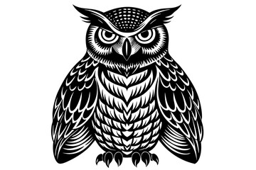  Great Horned Owl, Bubo Virginianus Subarcticus, in front of white background