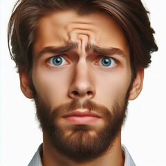Fototapeta premium Confused expression A close up shot of a person with a confused