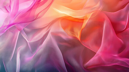 Fototapeta premium Elegant transparent silk background with vibrant colors in created with generative ai technology. Gossamer. Illustration