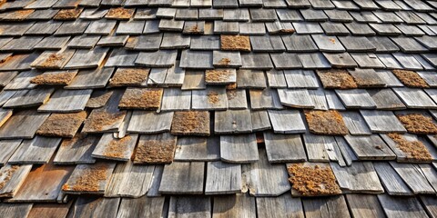 Overlapping Weathered Wood Shingles Detailed Texture, Decaying Roof Concept, Wood Roofing, Architectural Detail Wood shingles, roof texture