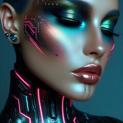  Cyberpunk Metallic eyeshadows neon eyeliner and high shine futu