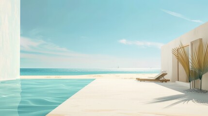 Fototapeta premium Minimalist and elegant interpretation of a beach vacation, using creative simplicity and refined aesthetics