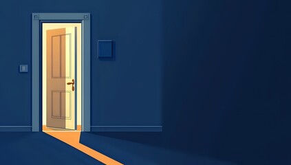 Ajar Doorway Illuminating a Path:  Hope, New Beginnings, and the Promise of Opportunity Awaits Beyond the Threshold