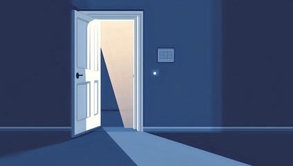 Ajar Doorway Revealing a Bright Unknown Space: An Illustration of Mystery and Potential