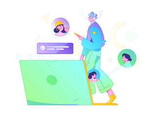 Obraz premium Personnel doing job interview flat vector concept operation hand drawn illustration 