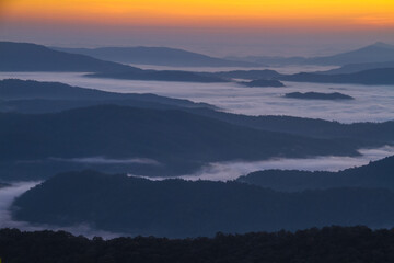 landscape view of mist in the morning mountain